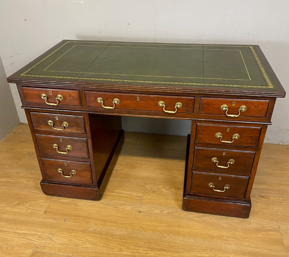 C19TH mahogany three part desk with inset leather top 