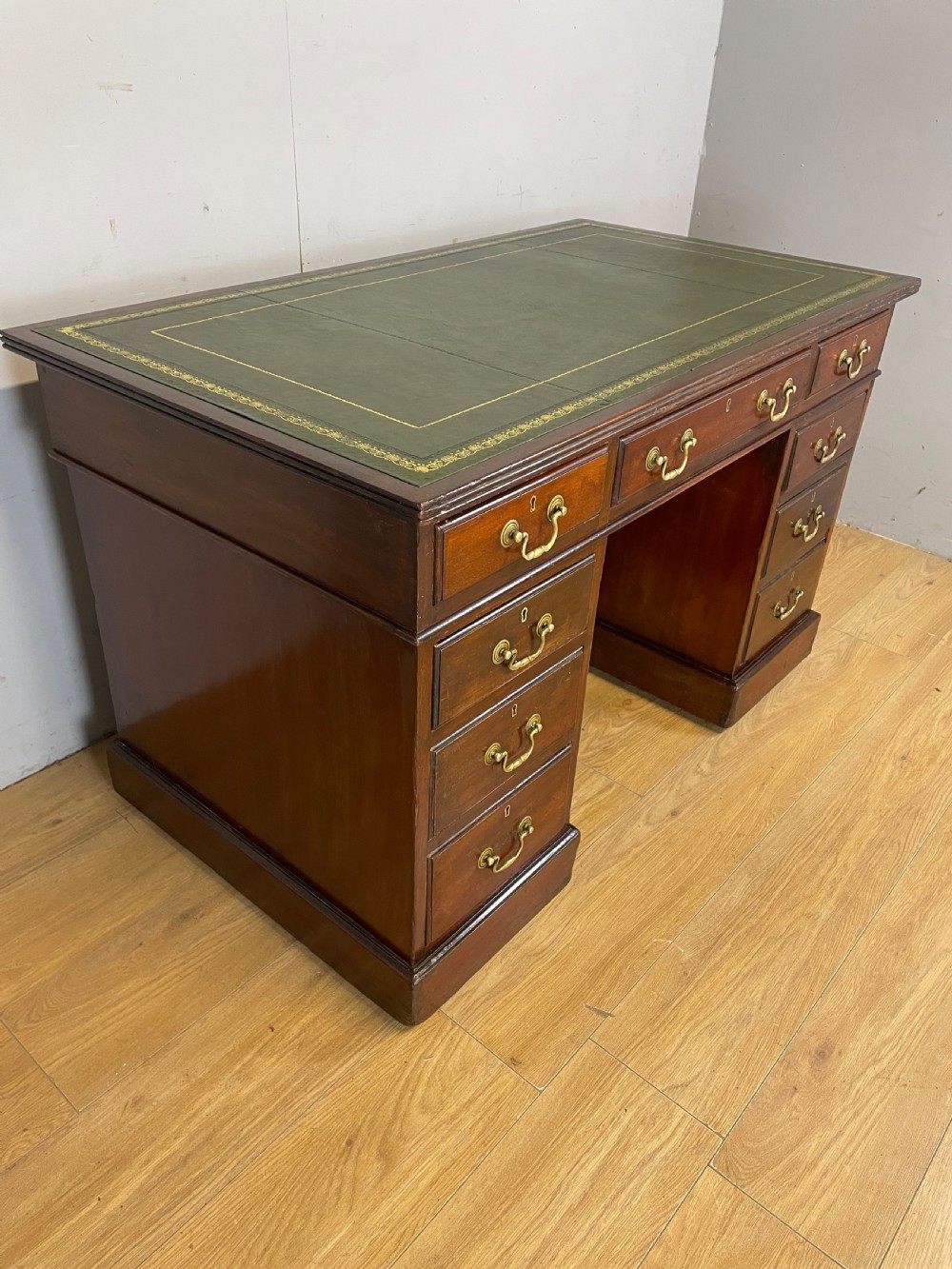 C19TH mahogany three part desk with inset leather top  View V