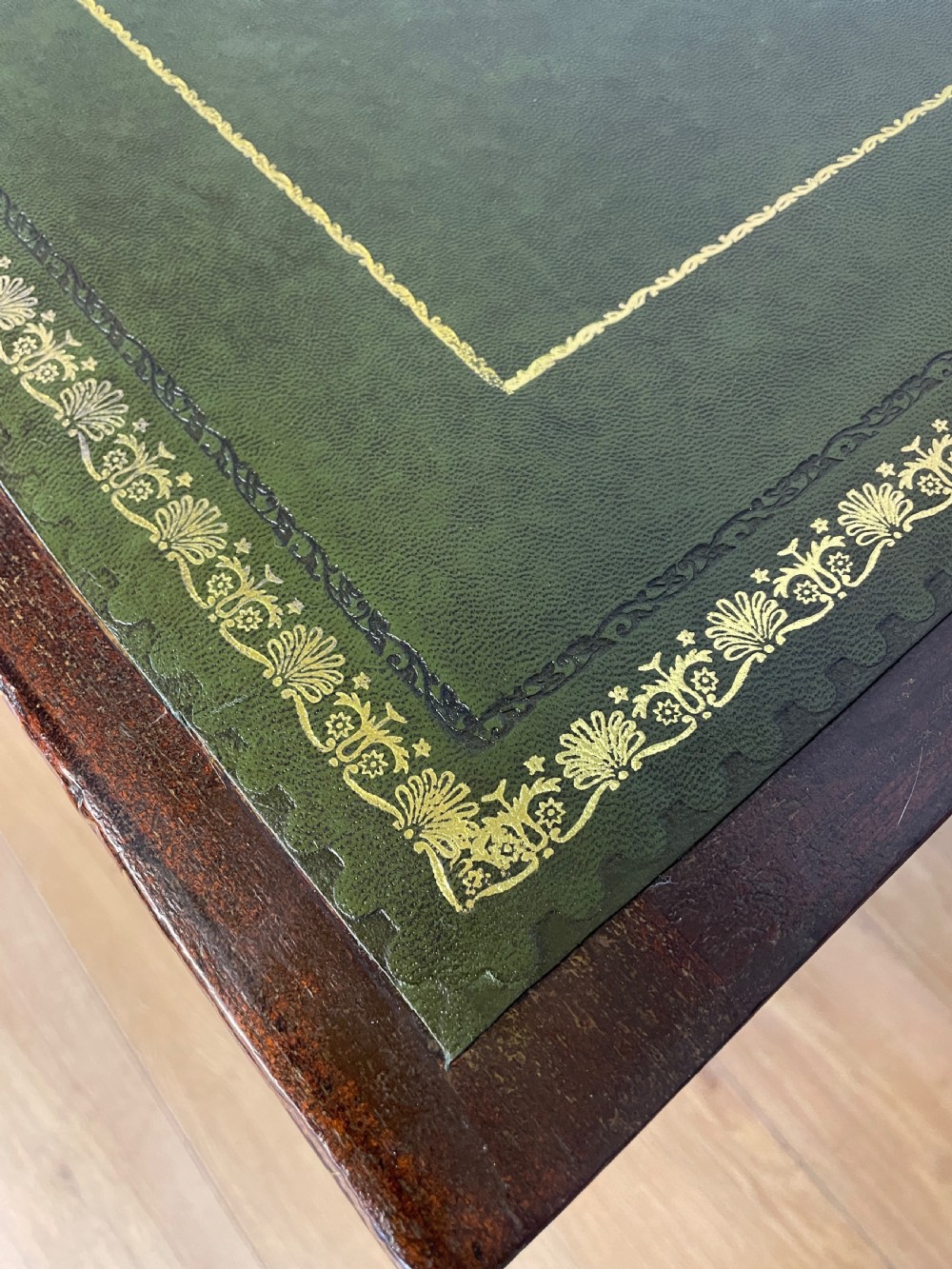 C19TH mahogany three part desk with inset leather top  View VI