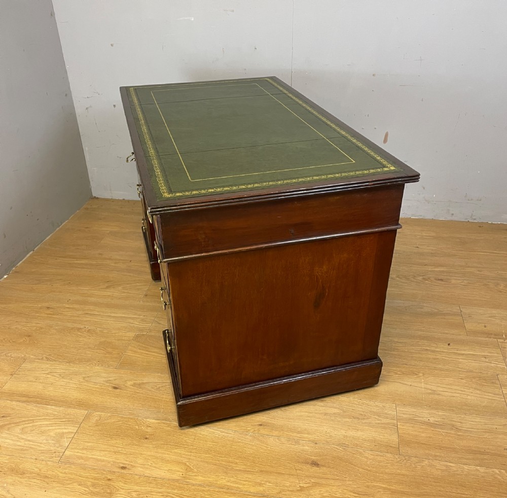 C19TH mahogany three part desk with inset leather top  View VIII