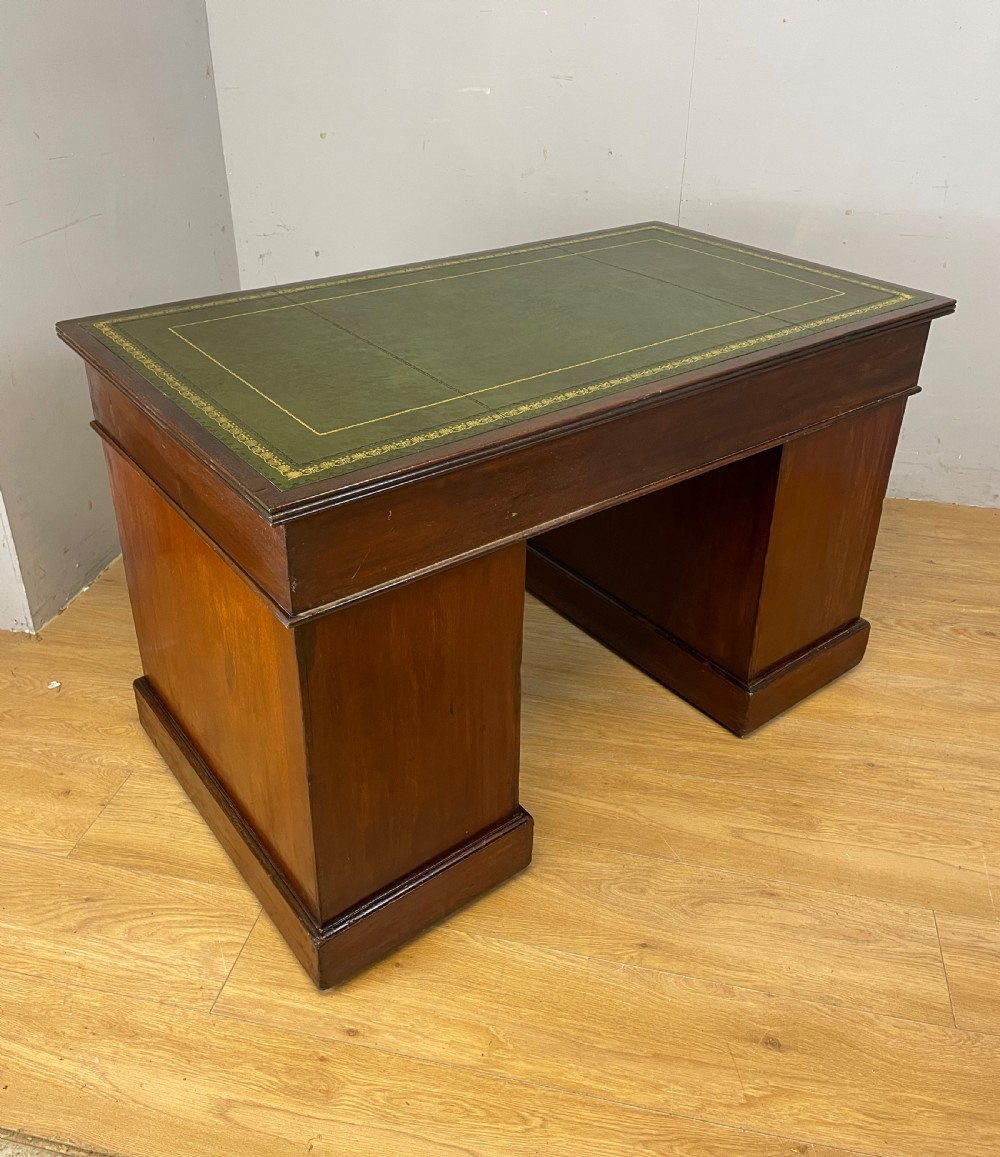 C19TH mahogany three part desk with inset leather top  View X