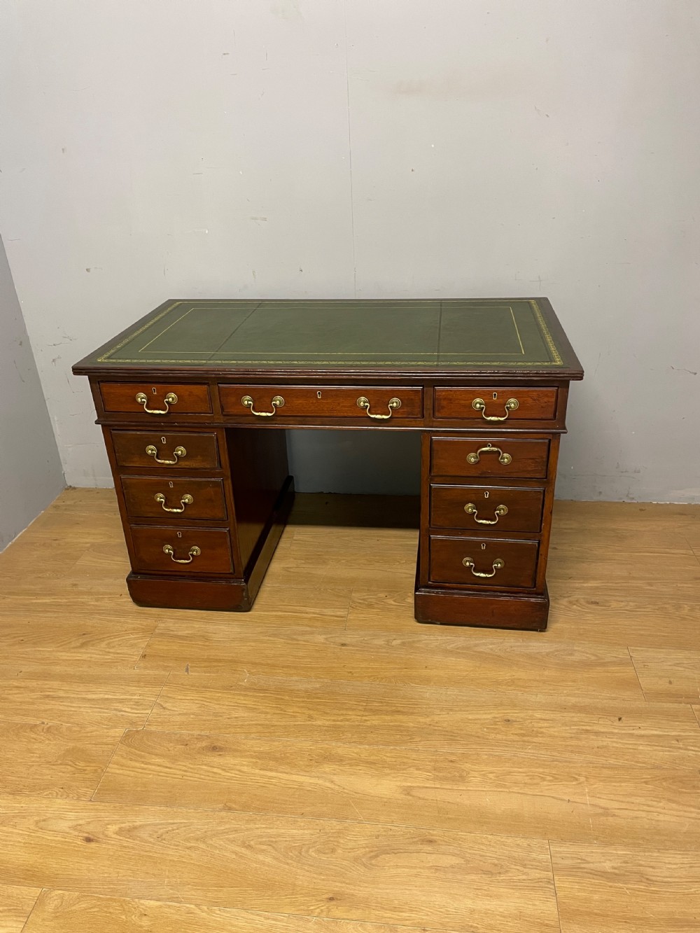 C19TH mahogany three part desk with inset leather top  View XI