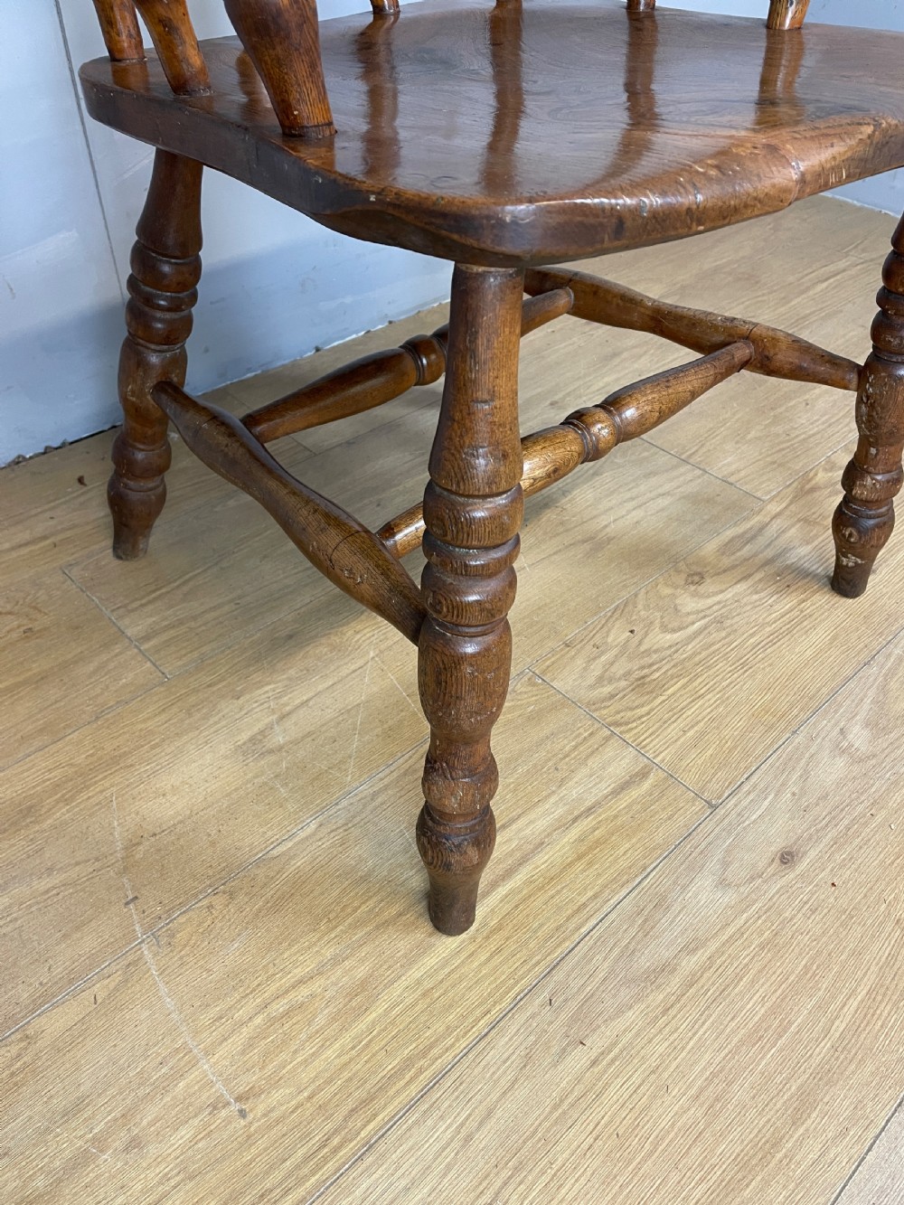 C19TH ash and elm pad arm Windsor kitchen chair  View IV