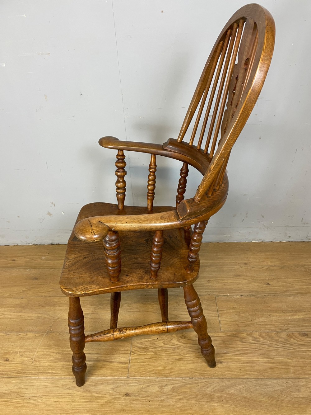 C19TH ash and elm pad arm Windsor kitchen chair  View VI