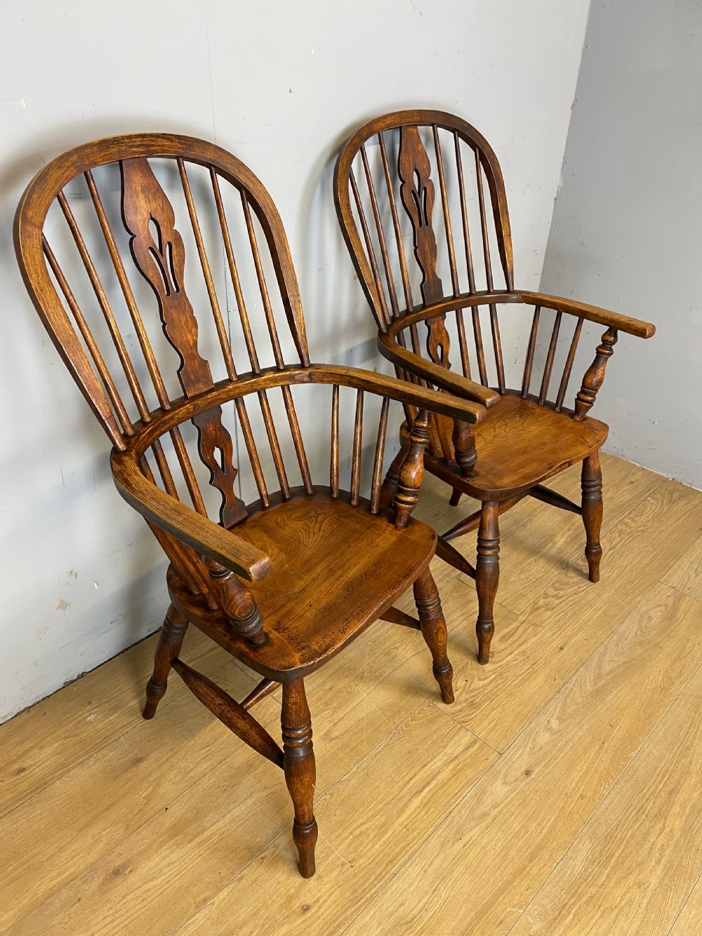 C19TH pair of ash and elm Windsor kitchen chairs  View V