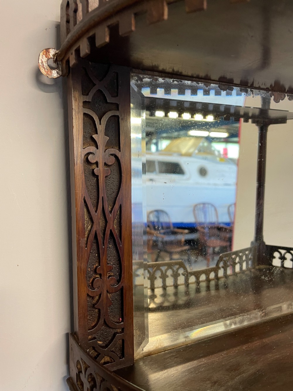 C19TH Chippendale style mahogany fretwork open shelves  View VII