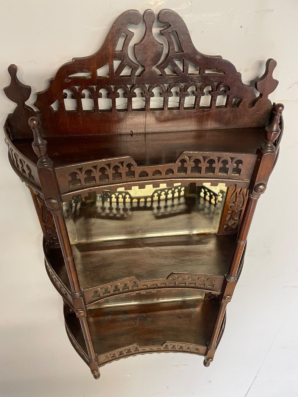 C19TH Chippendale style mahogany fretwork open shelves  View VIII