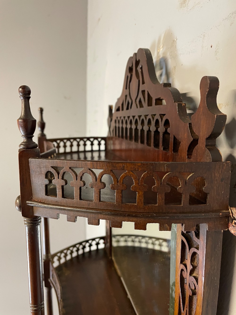 C19TH Chippendale style mahogany fretwork open shelves  View IX