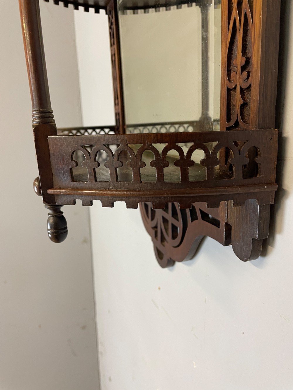 C19TH Chippendale style mahogany fretwork open shelves  View X