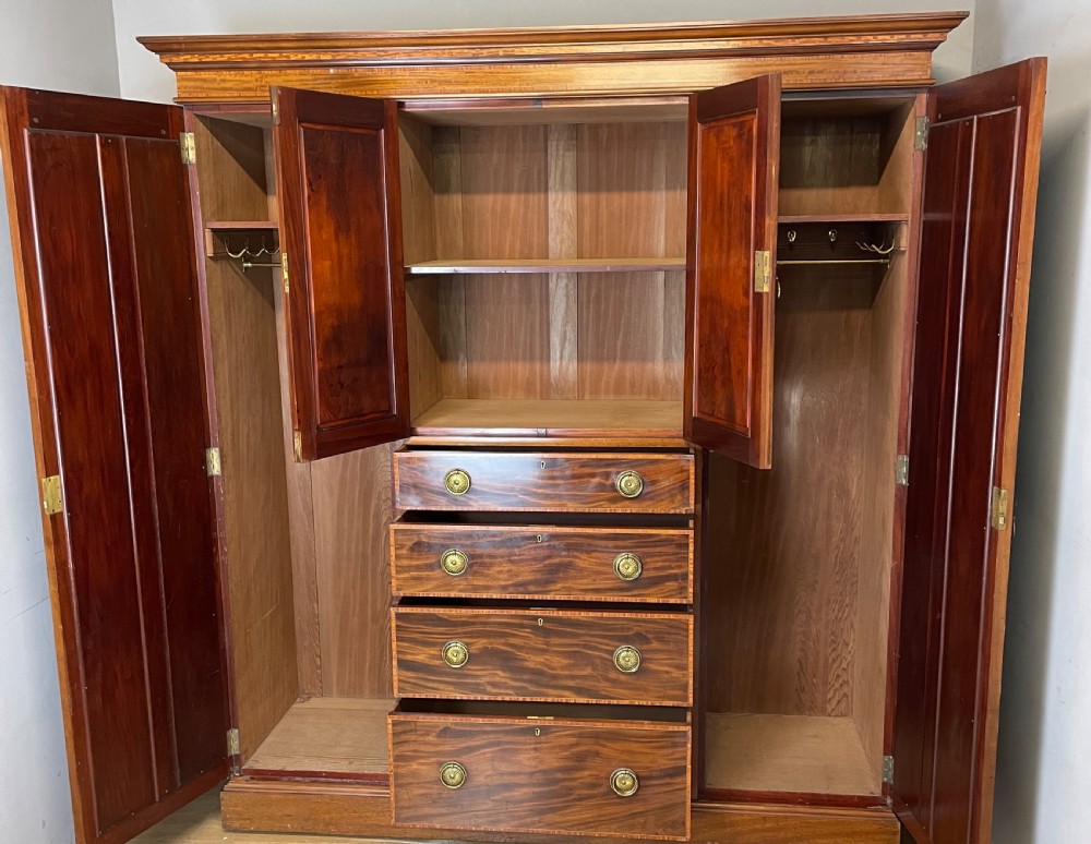 C19TH inlaid mahogany Sheraton revival country house compactum wardrobe  View VII