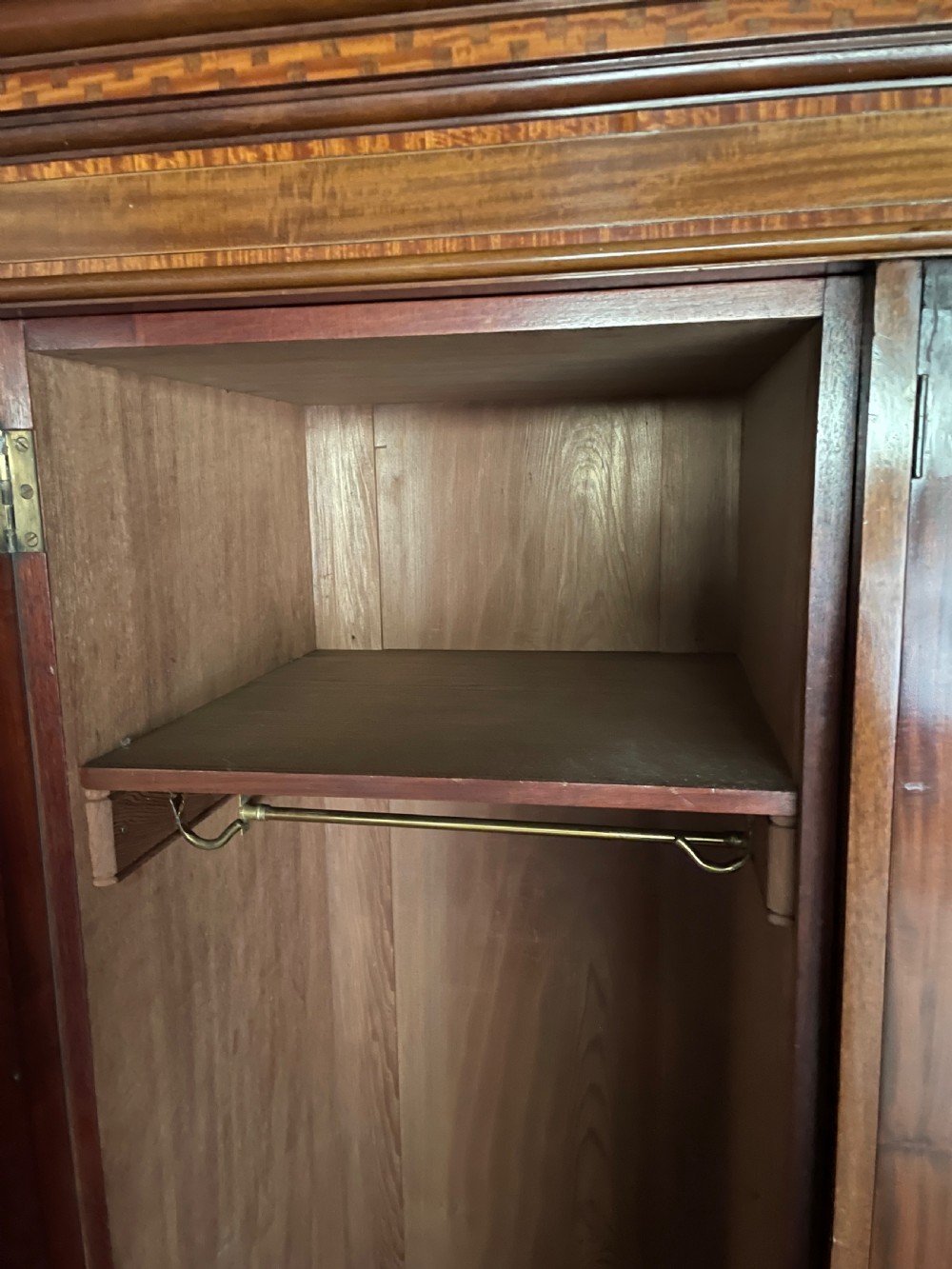 C19TH inlaid mahogany Sheraton revival country house compactum wardrobe  View XV