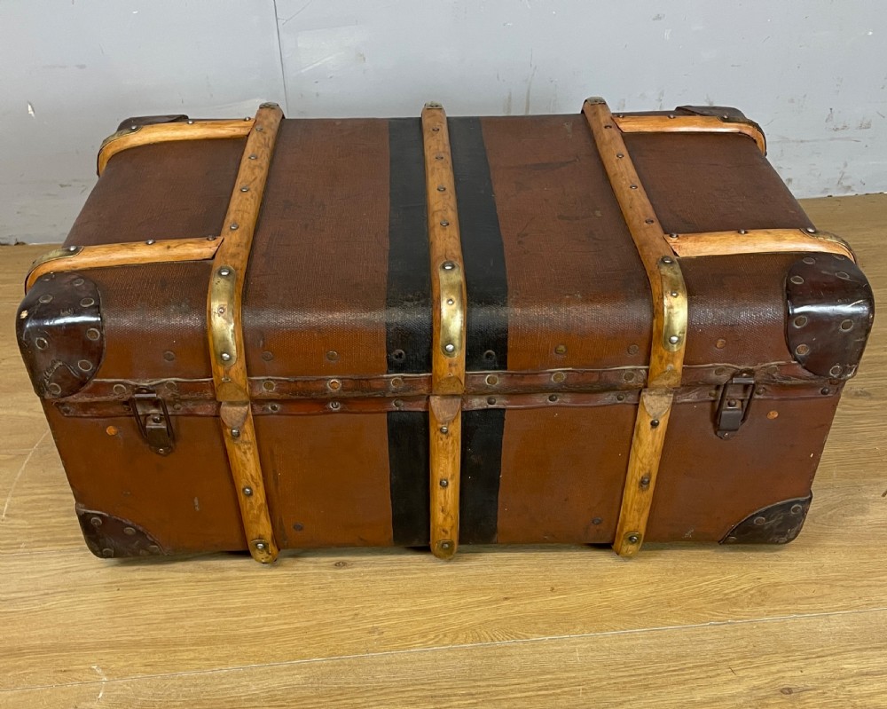 Victorian bentwood steamer trunk with original interior circa 1890  View VII