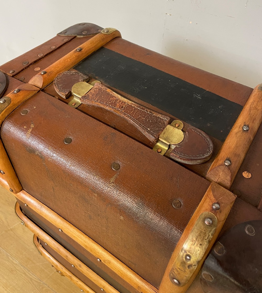 Victorian bentwood steamer trunk with original interior circa 1890  View VIII
