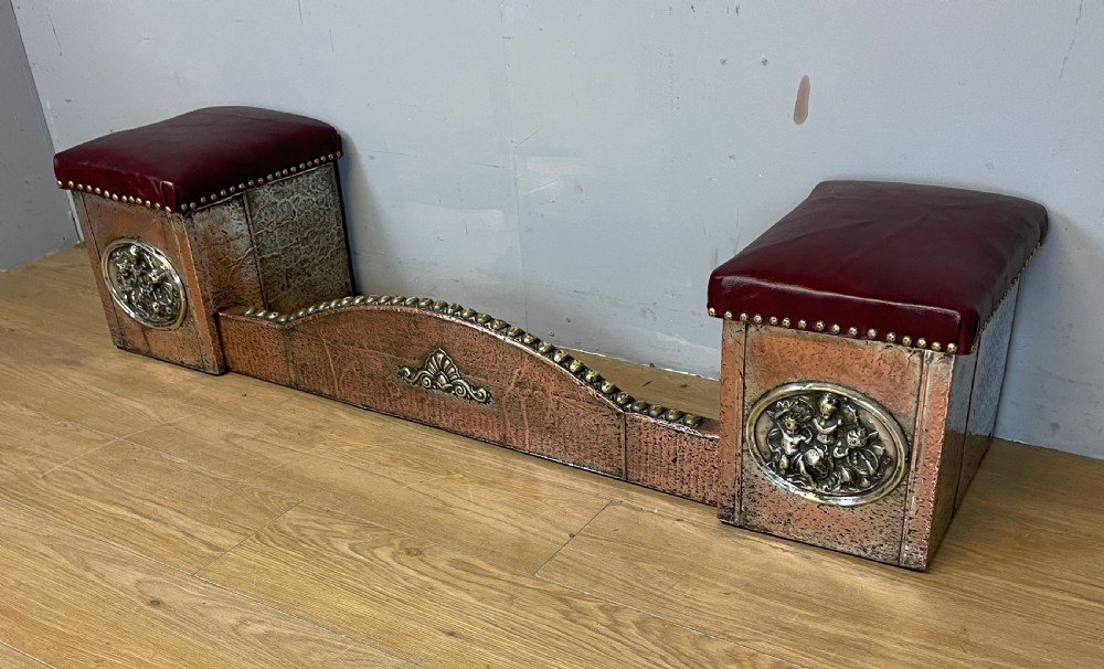 Late C19TH Adjustable club fender with red leather seats 