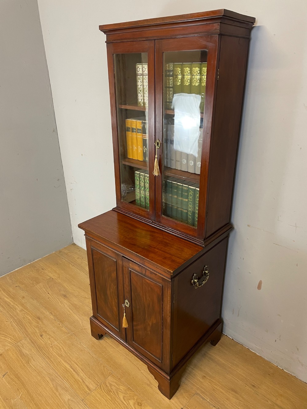 Small C19TH mahogany bookcase over cupboard Only 60 cm wide  View III