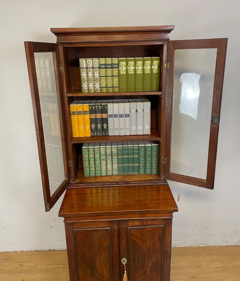 Small C19TH mahogany bookcase over cupboard Only 60 cm wide  View VI