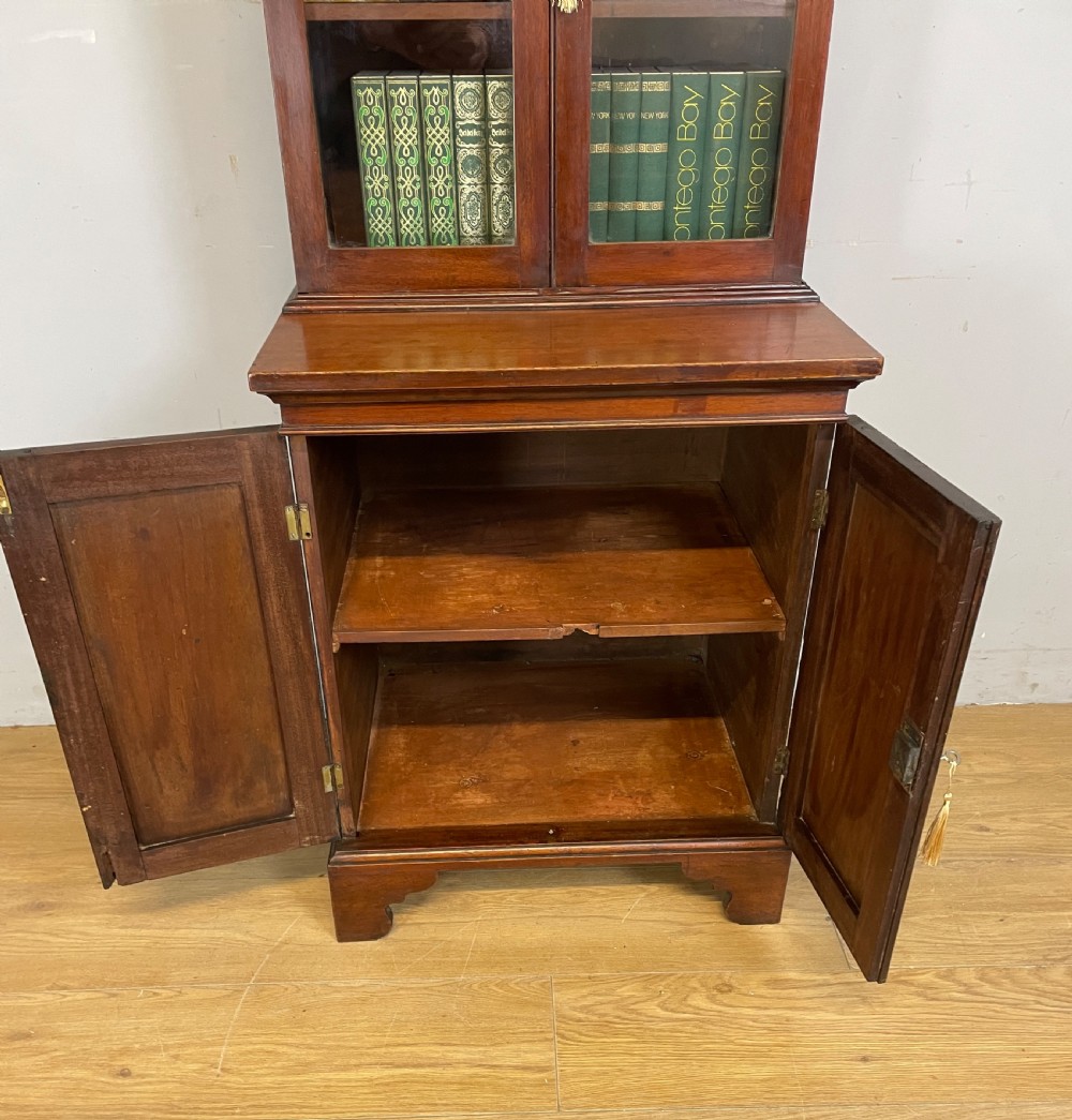 Small C19TH mahogany bookcase over cupboard Only 60 cm wide  View VII
