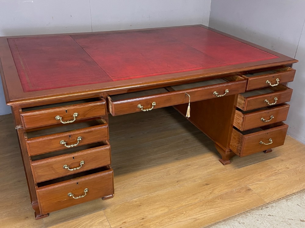 Large mahogany partners desk with inset leather leather top by Richardson of Leeds  View VII