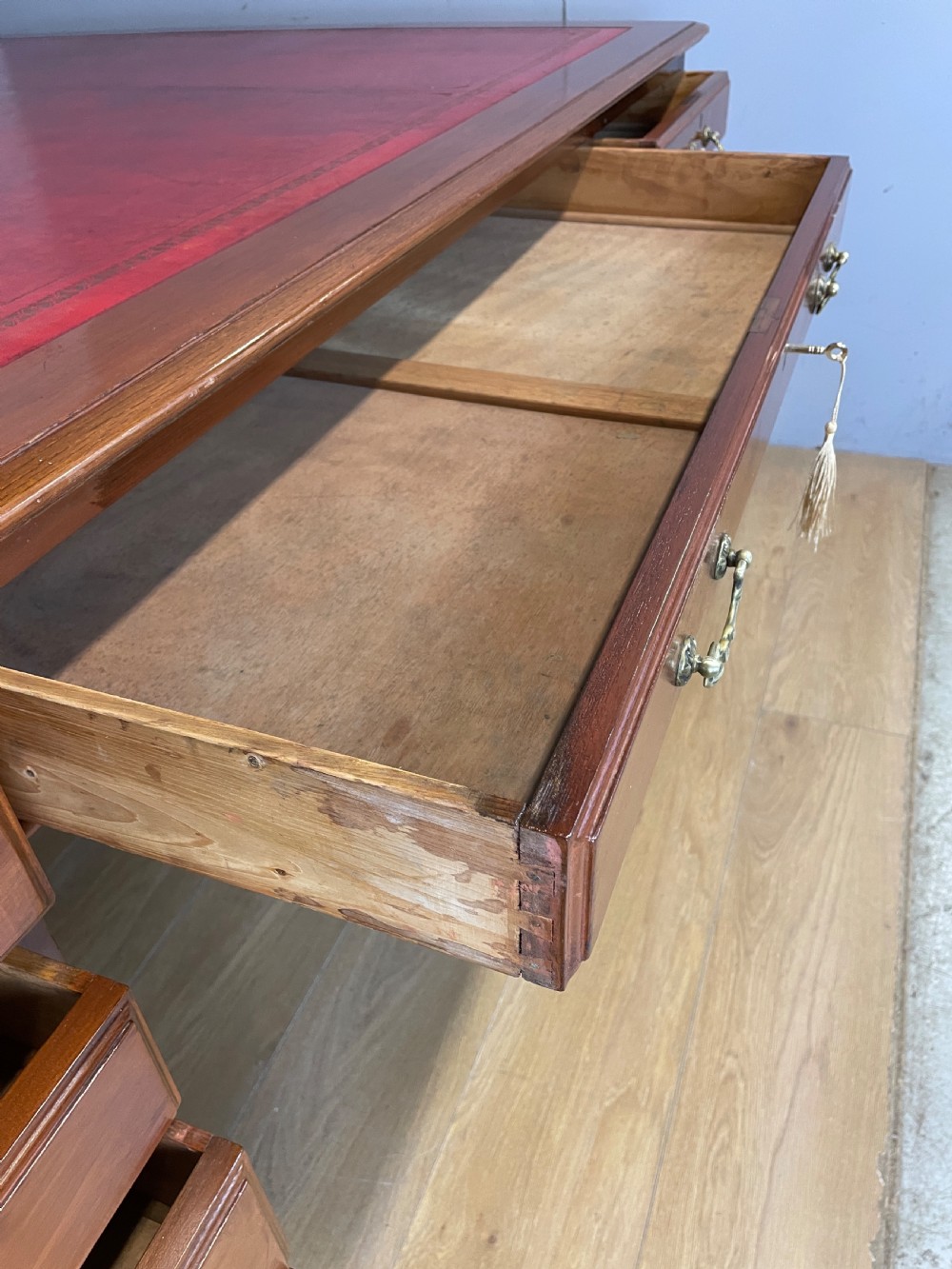 Large mahogany partners desk with inset leather leather top by Richardson of Leeds  View VIII