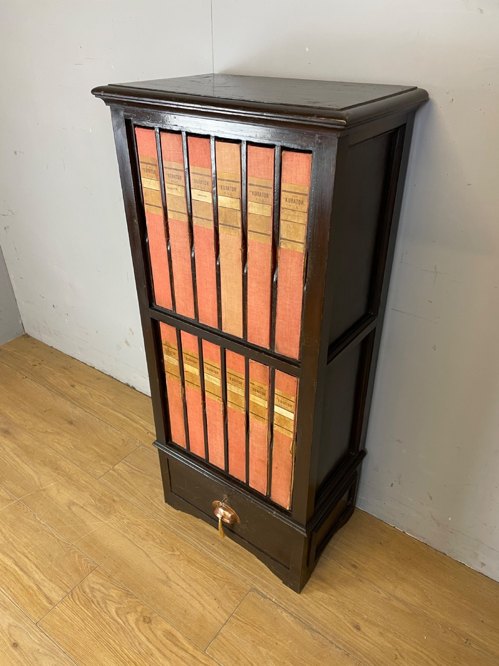 Edwardian filing cabinet containing 12 original files and locking drawer  View III