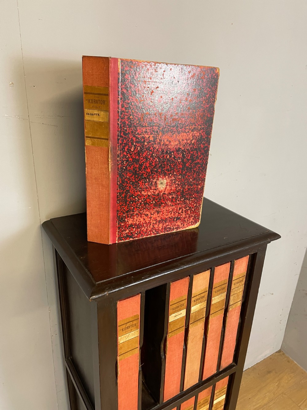 Edwardian filing cabinet containing 12 original files and locking drawer  View V