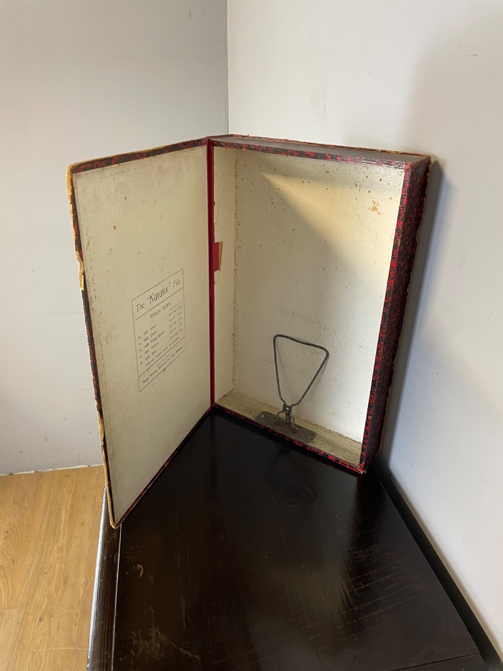 Edwardian filing cabinet containing 12 original files and locking drawer  View VI