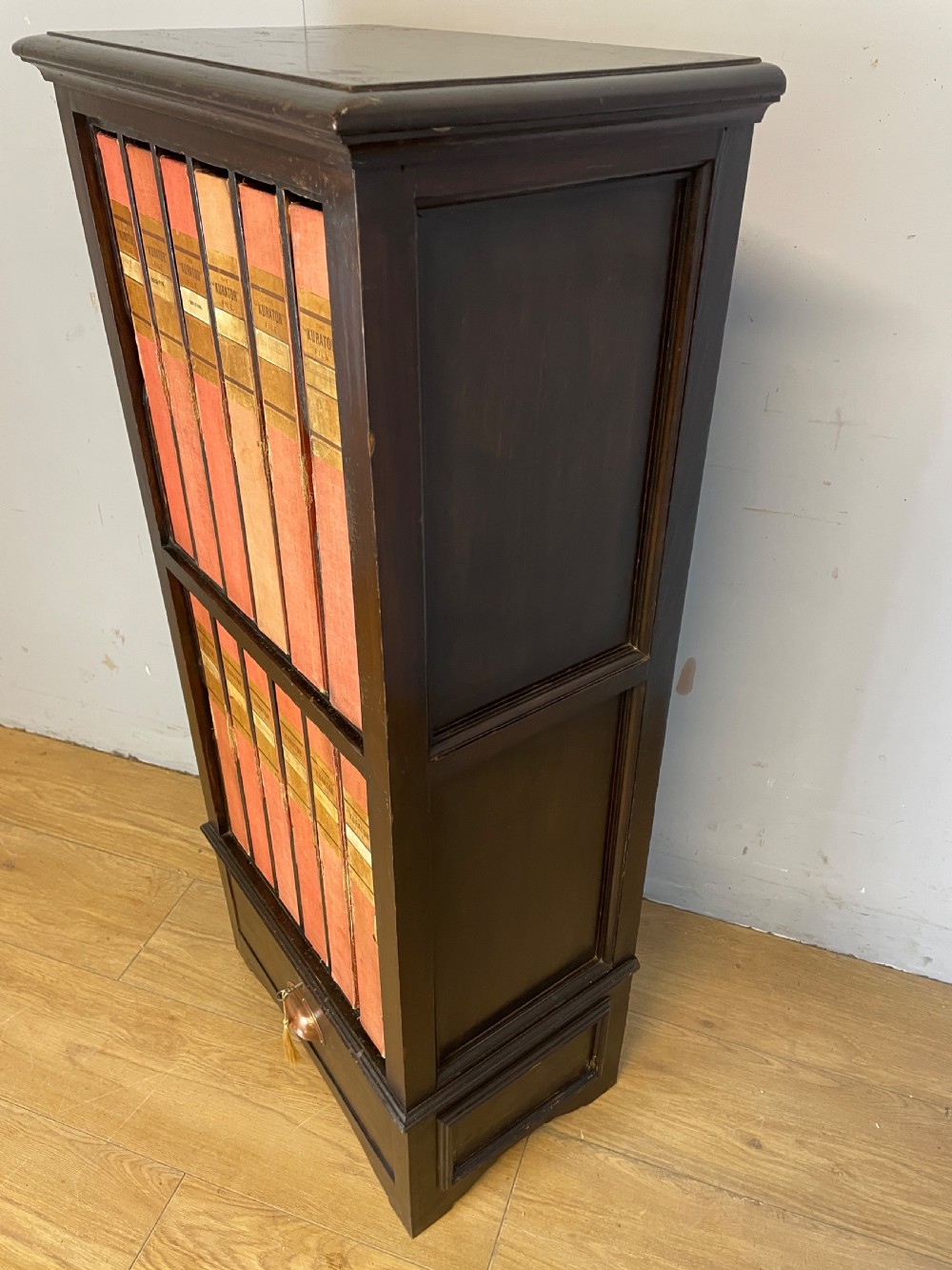 Edwardian filing cabinet containing 12 original files and locking drawer  View IX