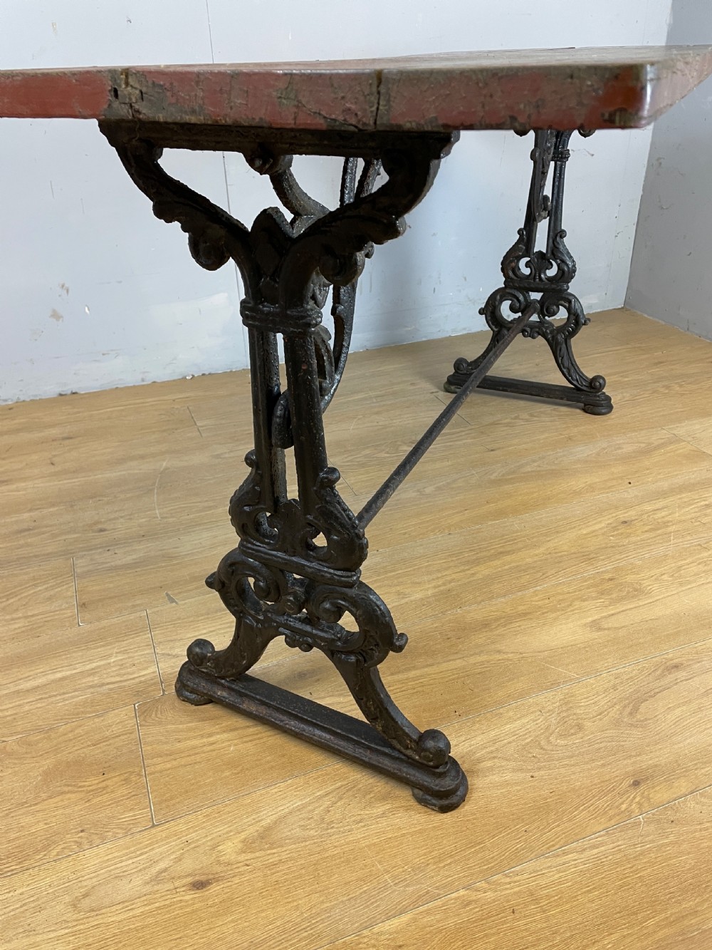 C19TH pine topped table with cast iron base in original condition  View IV