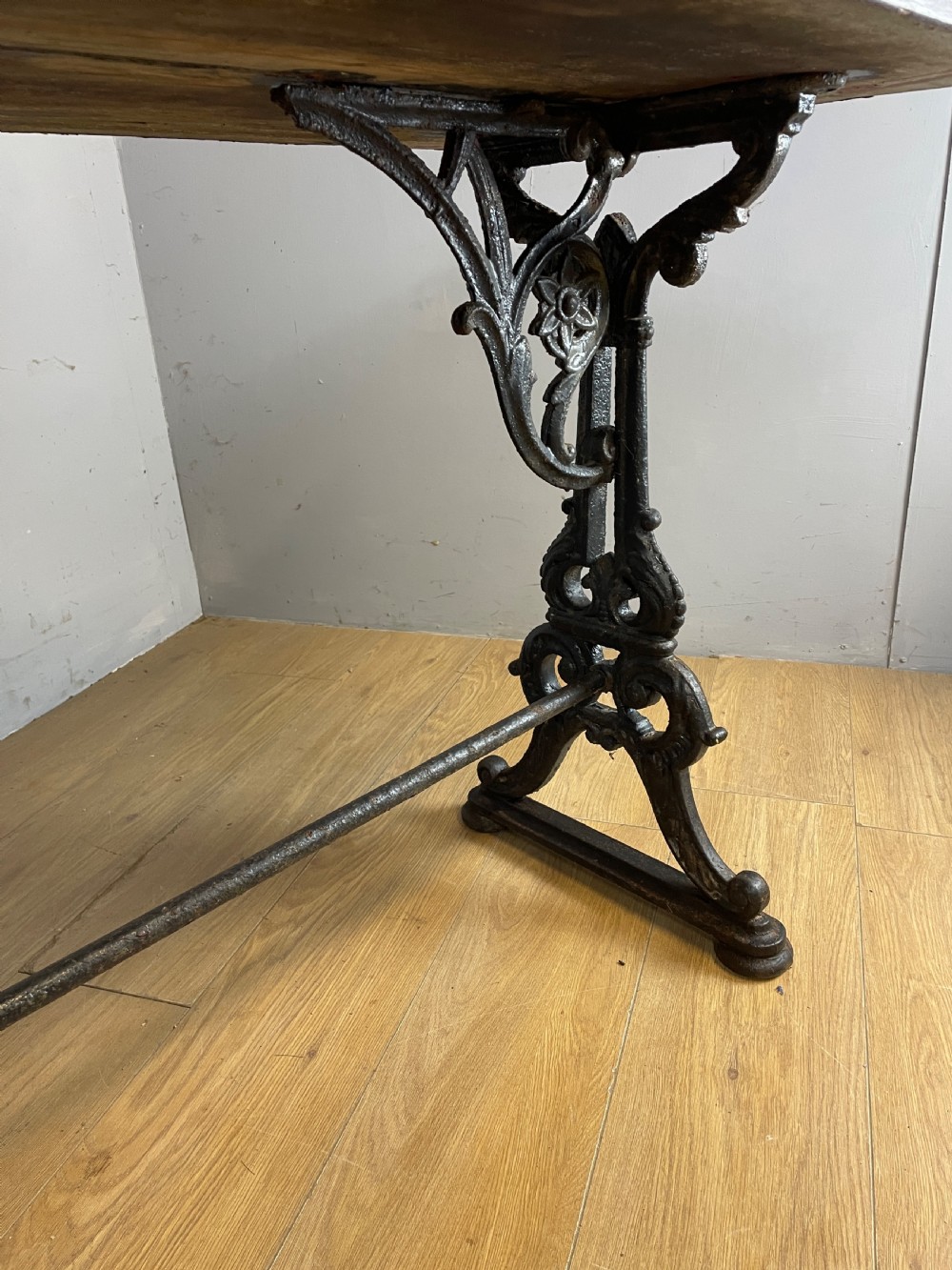 C19TH pine topped table with cast iron base in original condition  View VIII