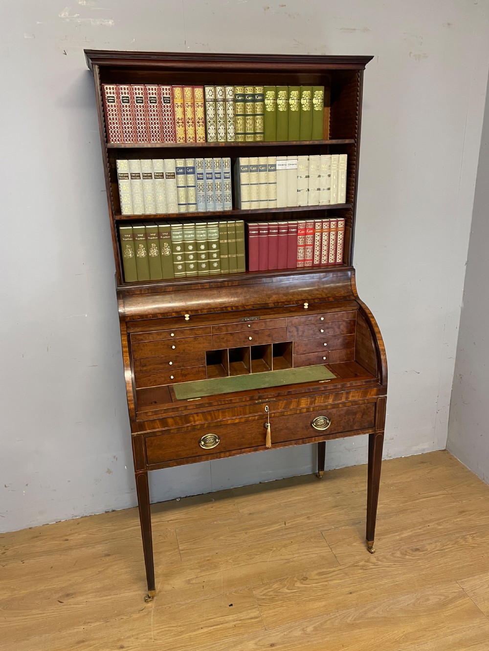 Regency plum pudding mahogany cylinder bureau circa 1810