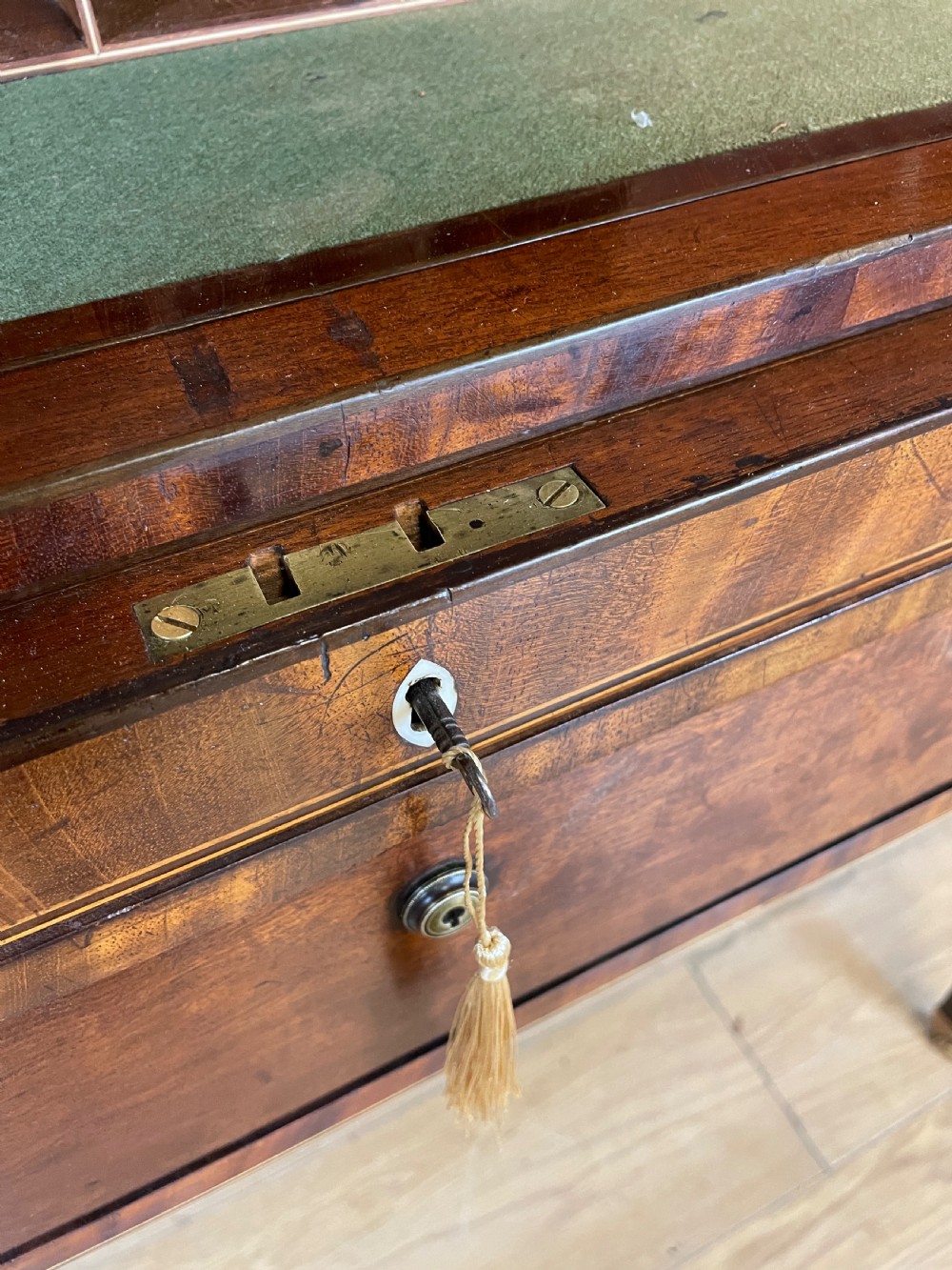 Regency plum pudding mahogany cylinder bureau circa 1810 View IX
