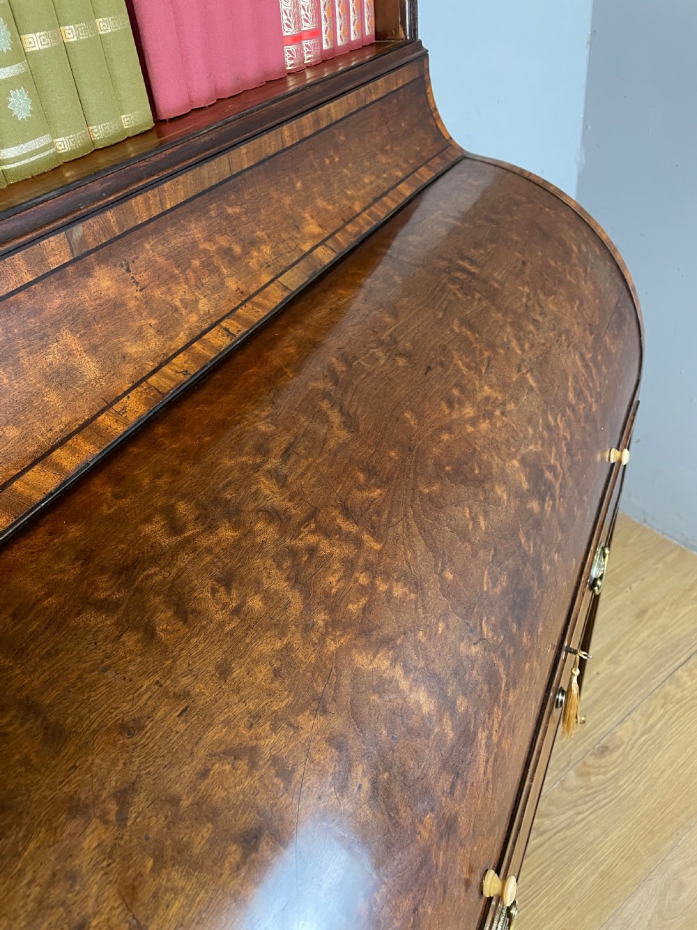 Regency plum pudding mahogany cylinder bureau circa 1810 View XVII