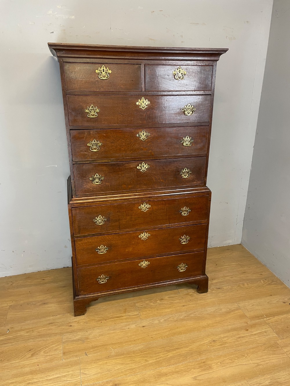George III oak chest on chest  View II
