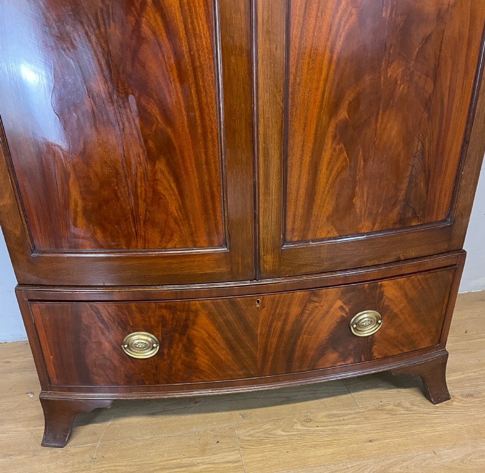 C19TH flame mahogany bow front country house wardrobe View V