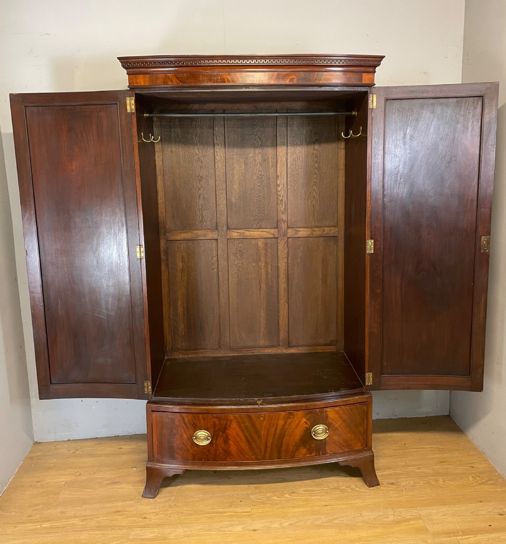 C19TH flame mahogany bow front country house wardrobe View X