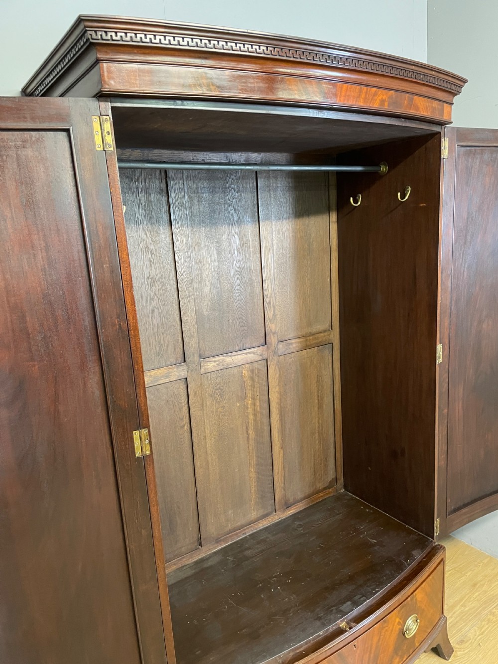 C19TH flame mahogany bow front country house wardrobe View XII