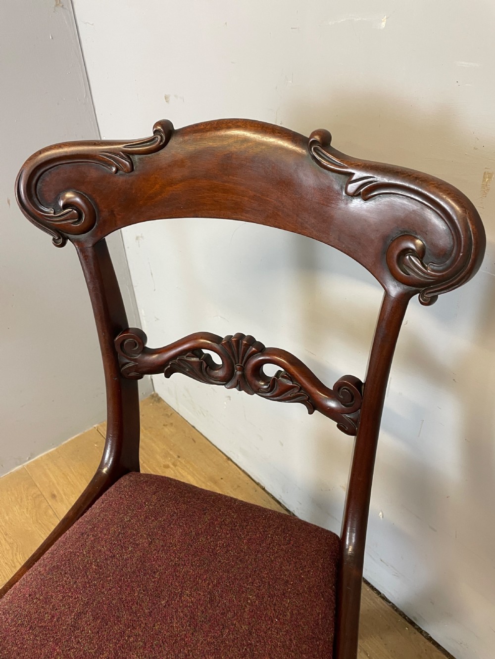 Late Regency set of four mahogany dining chairs  View V