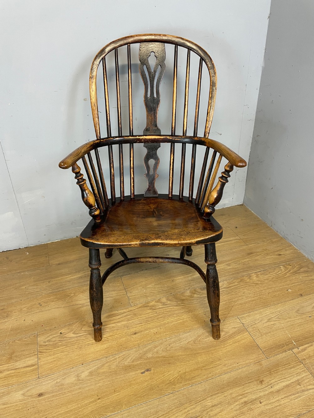 C19TH Ash and elm Windsor chair by Nicholson of Rockley View II
