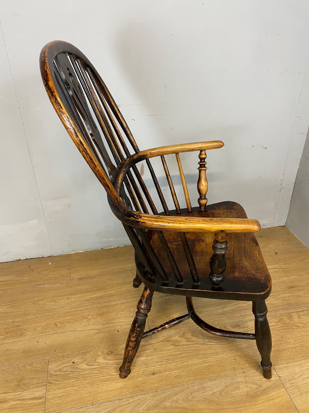 C19TH Ash and elm Windsor chair by Nicholson of Rockley View V
