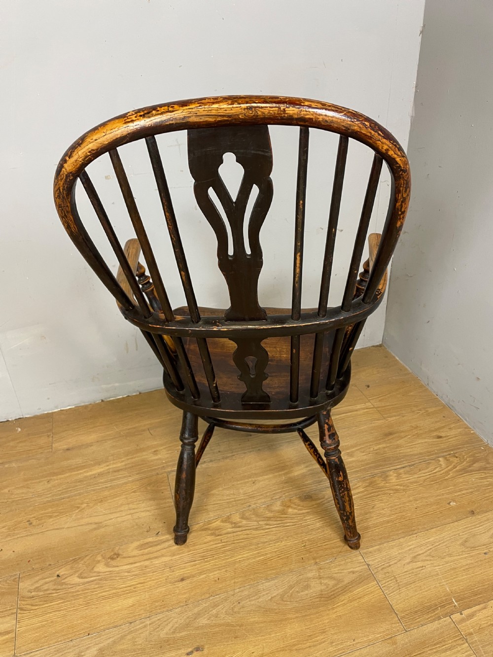 C19TH Ash and elm Windsor chair by Nicholson of Rockley View VI