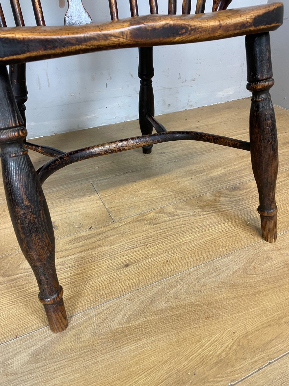 C19TH Ash and elm Windsor chair by Nicholson of Rockley View VIII