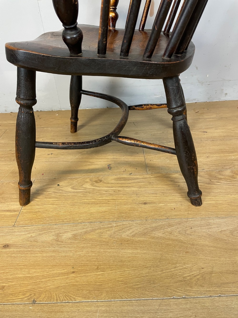 C19TH Ash and elm Windsor chair by Nicholson of Rockley View IX