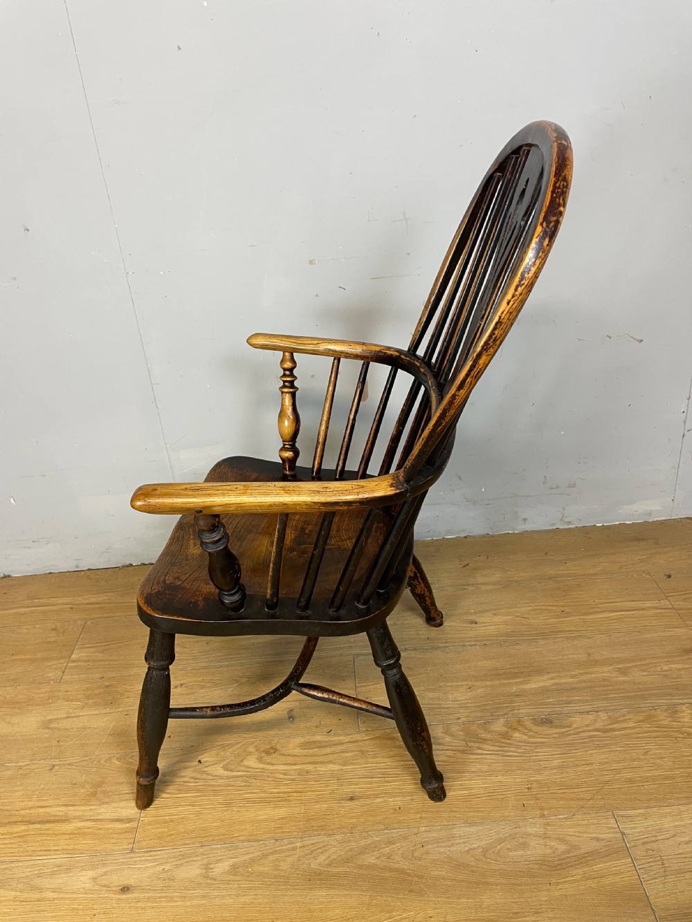 C19TH Ash and elm Windsor chair by Nicholson of Rockley View X