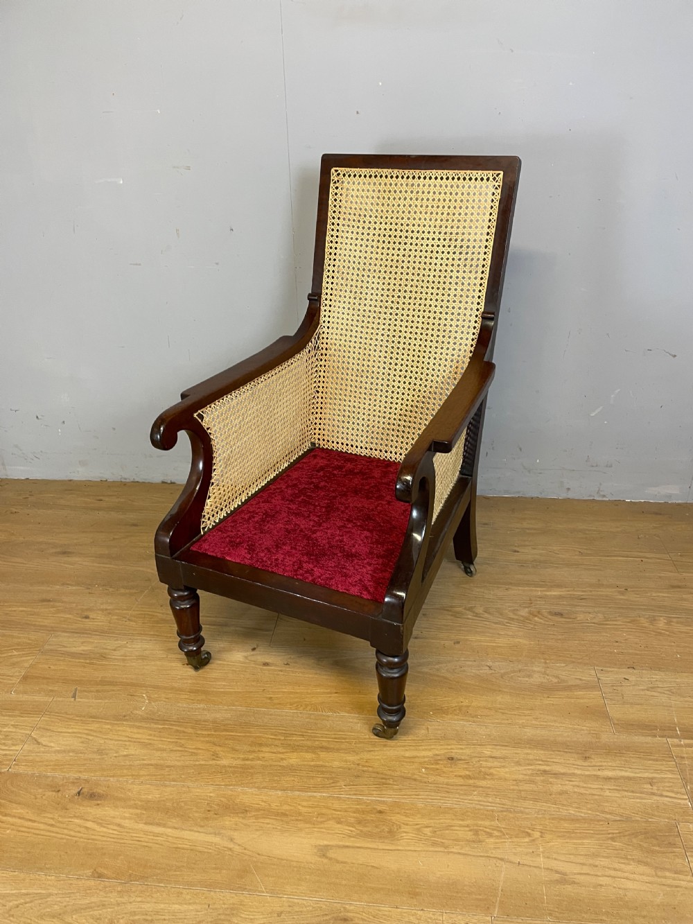 Regency mahogany Bergere library chair circa 1820 View VII