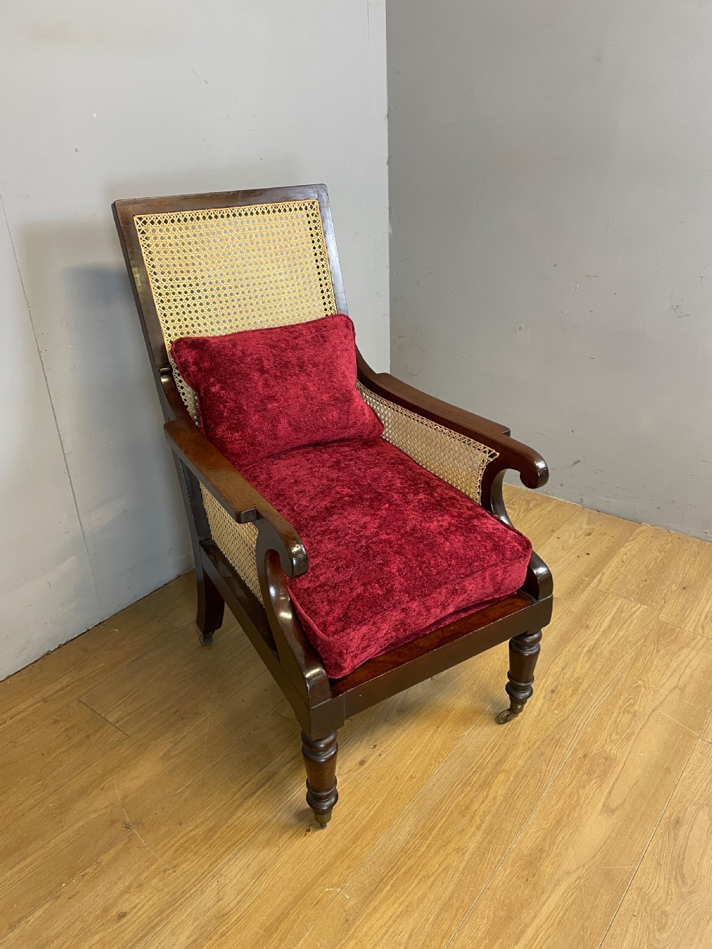 Regency mahogany Bergere library chair circa 1820 View XI