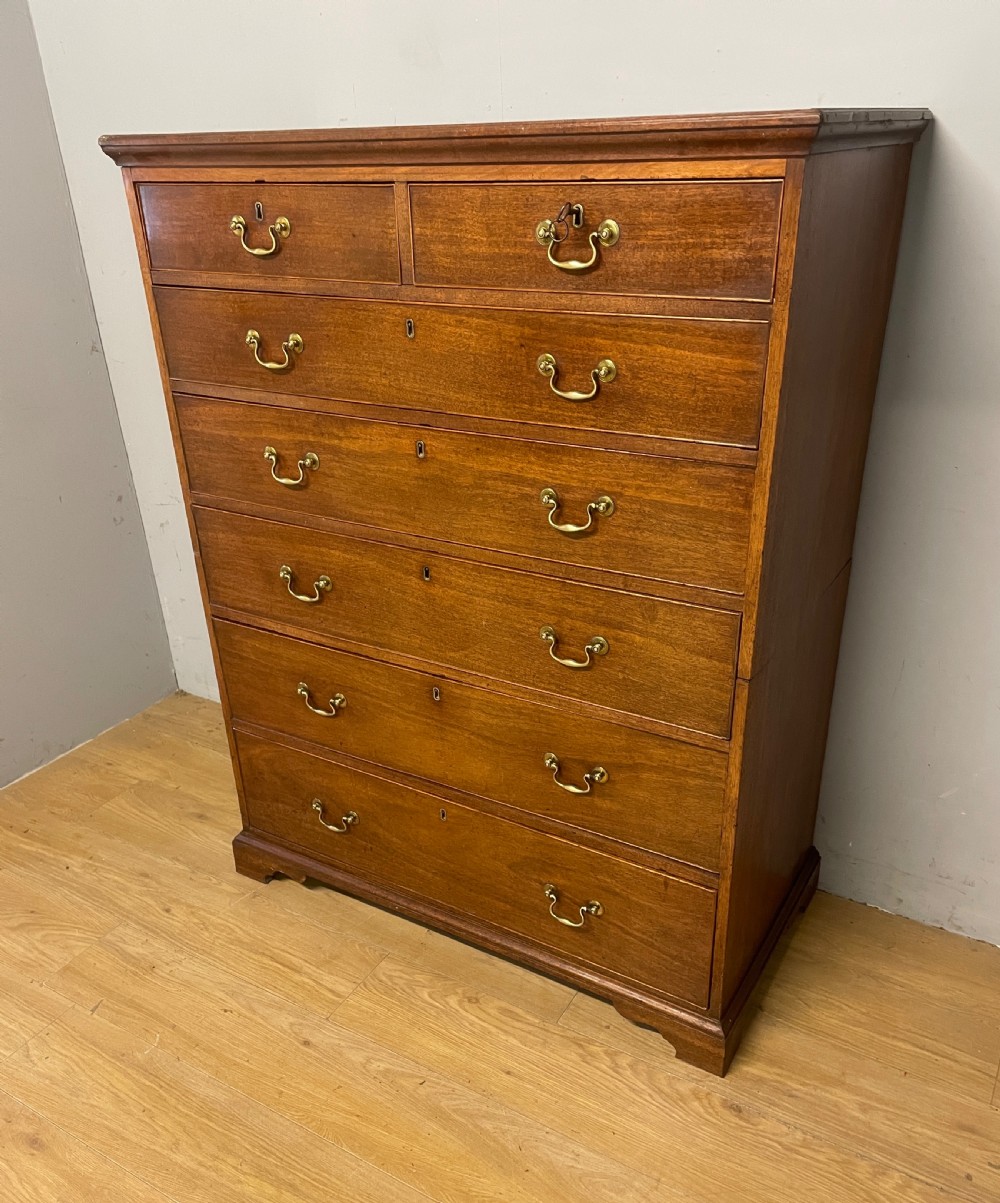 George III six height mahogany 2 piece chest of drawers 