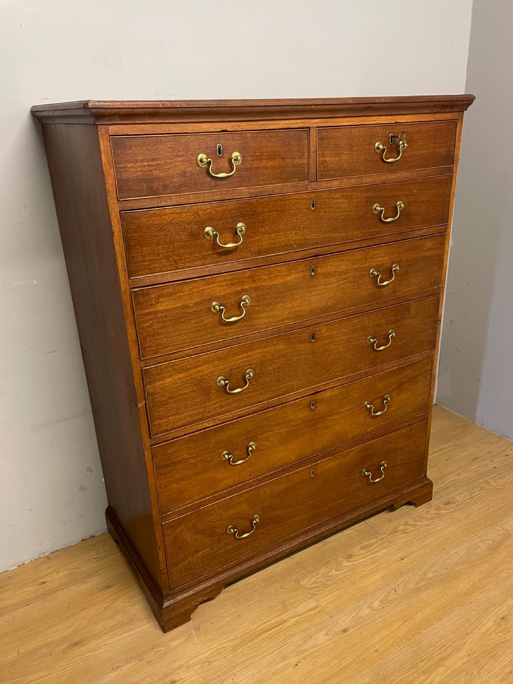 George III six height mahogany 2 piece chest of drawers  View III