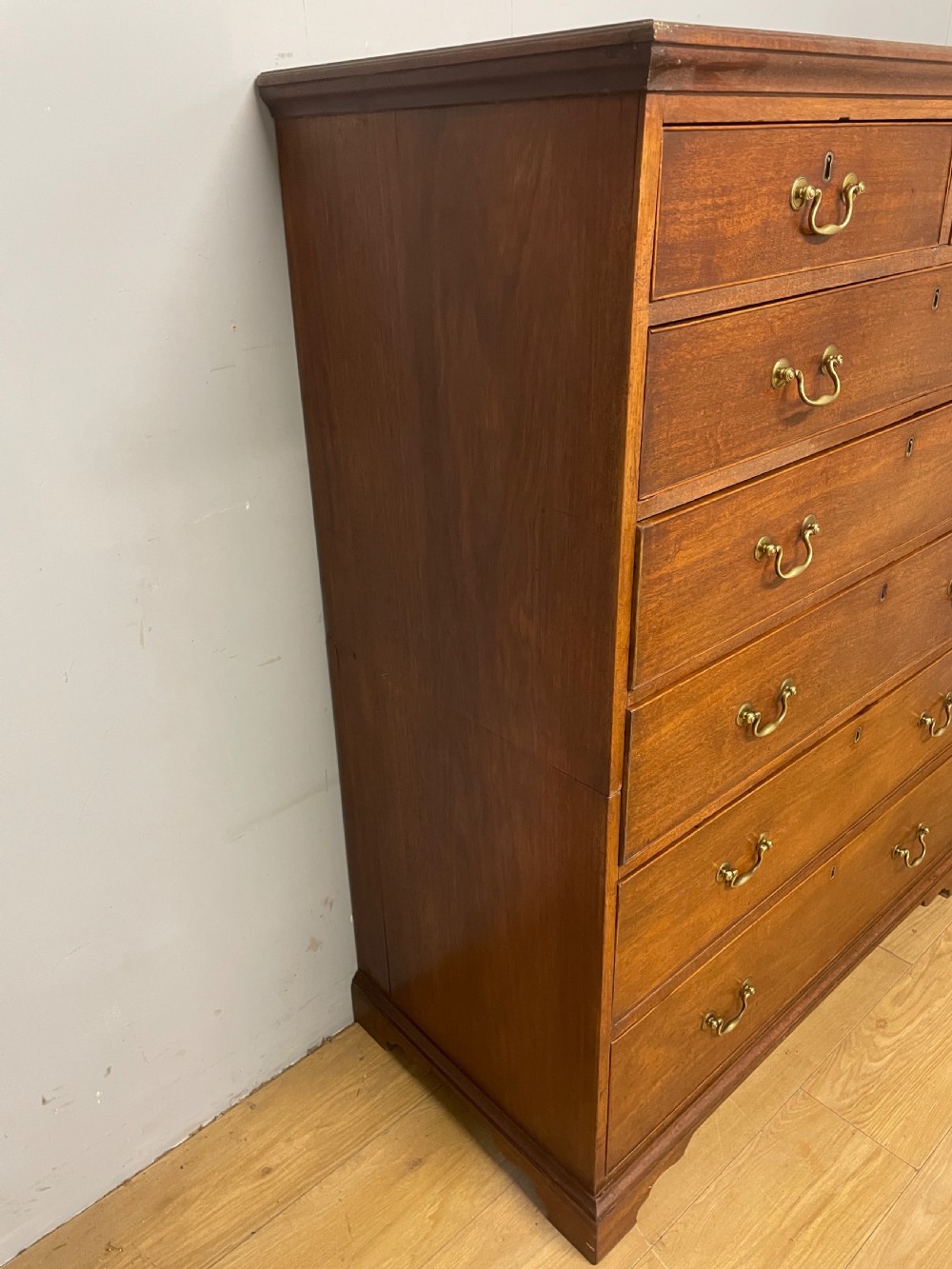 George III six height mahogany 2 piece chest of drawers  View IV