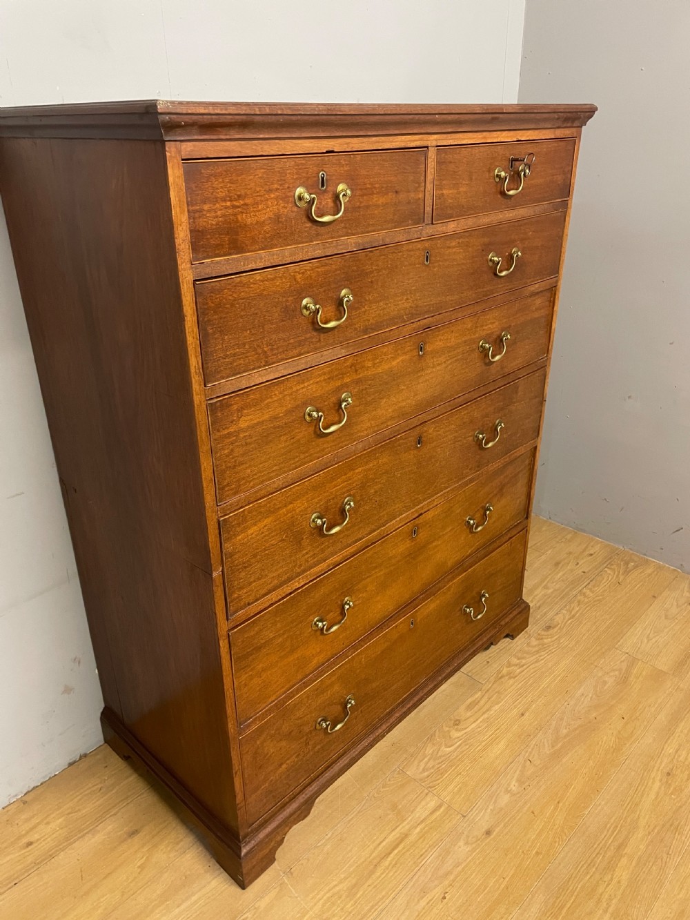 George III six height mahogany 2 piece chest of drawers  View IX
