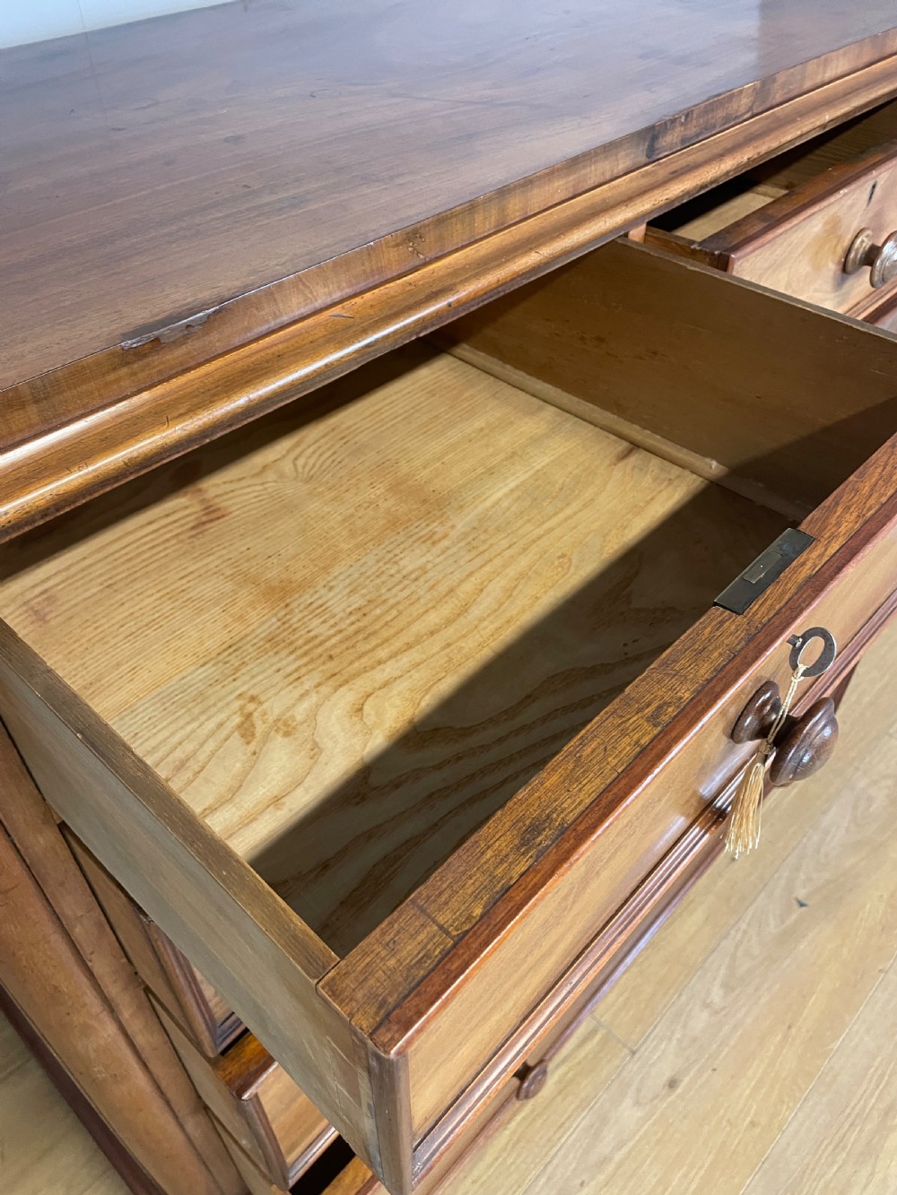 C19TH flame mahogany four height chest of drawers  View X
